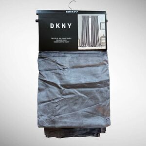 MSRP $275 DKNY Modern Knotted Velvet Panels in Charcoal 2 - 50”X 108”
